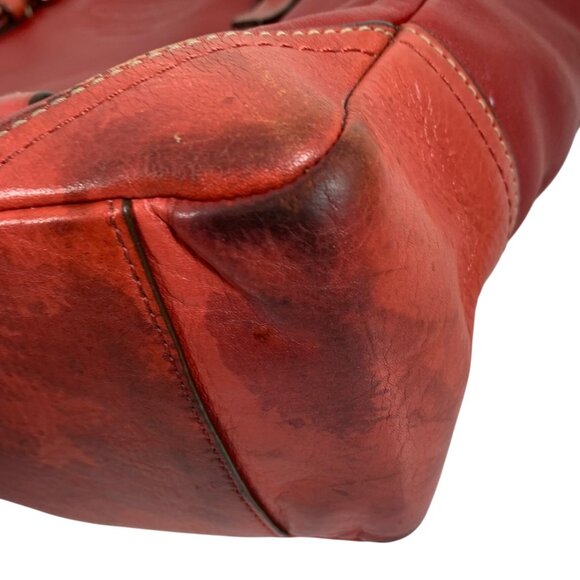 COACH Classic RED Leather Gallery East West Tote F12525 Satchel w/ Hang Tag Fob - Picture 14 of 16